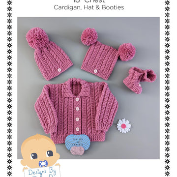 Tianna Baby Cardigan, hat and booties 18" chest size