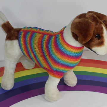 Small Dog Rainbow 4ply Back Button Up Coat