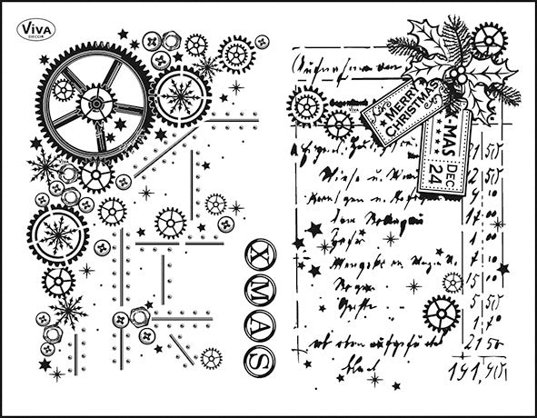 Viva Decor Clear Stamp Set 14cmX18cm - Gear Backgrounds