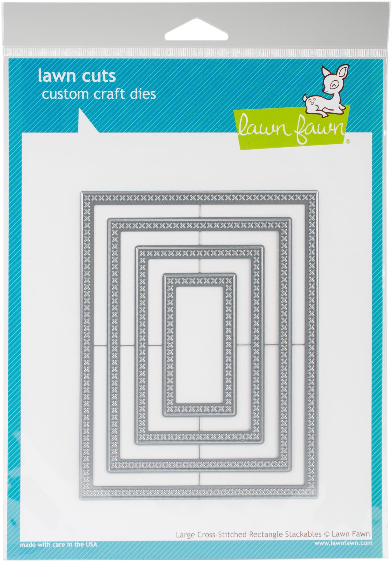 Lawn Fawn Lawn Cuts Custom Craft Stackables Dies - Large Cross Stitched Rectangle