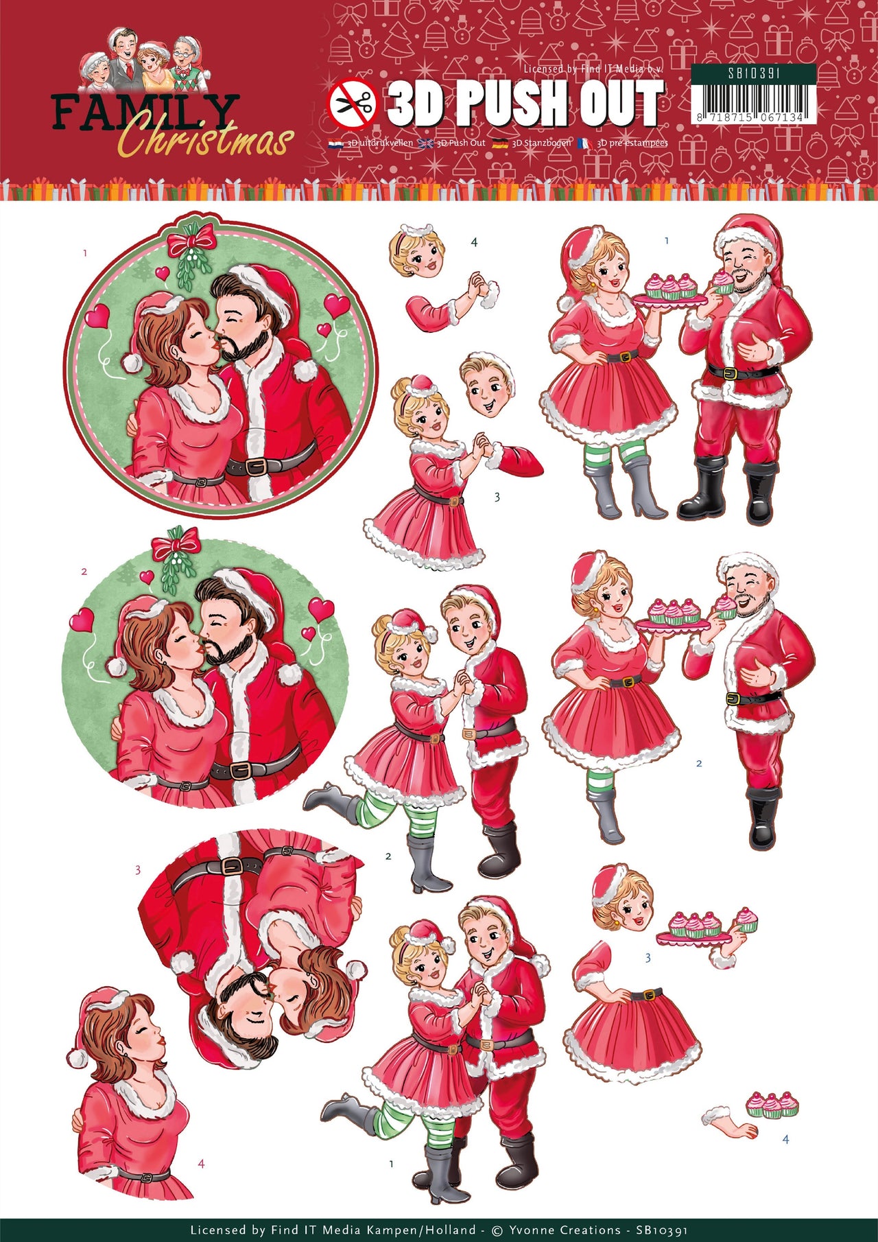 Find It Trading Yvonne Creations Punchout Sheet - Loving Christmas, Family Christmas