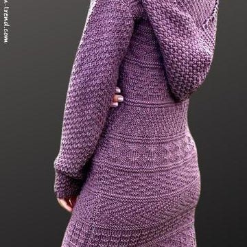 Knitting Pattern Hooded Sweater Dress Carpe Diem | Textured Knit Dress PDF