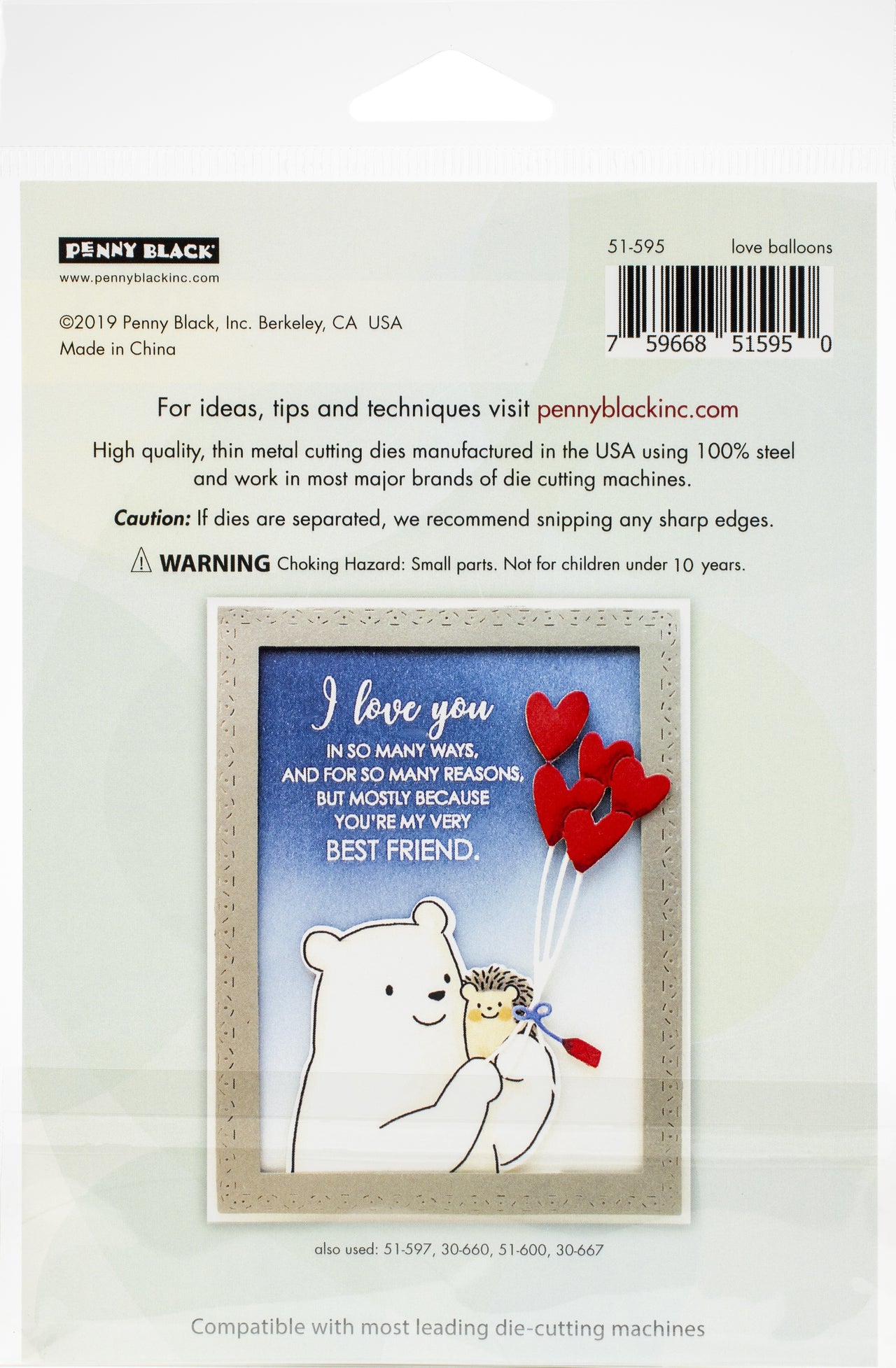 Penny Black Creative Dies - Love Balloons 1.5"X3.5"