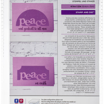 Crafter's Companion Gemini Word Edge'Ables Stamp & Die - Peace