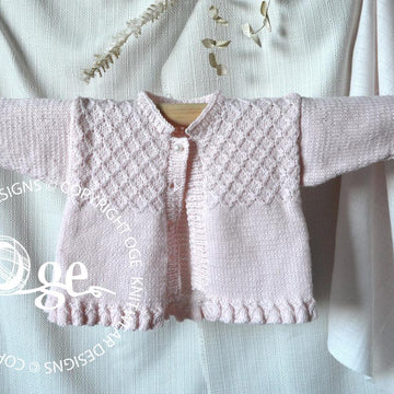 Baby girls sweater with detailed bodice and frilled hemline and cuffs - P025