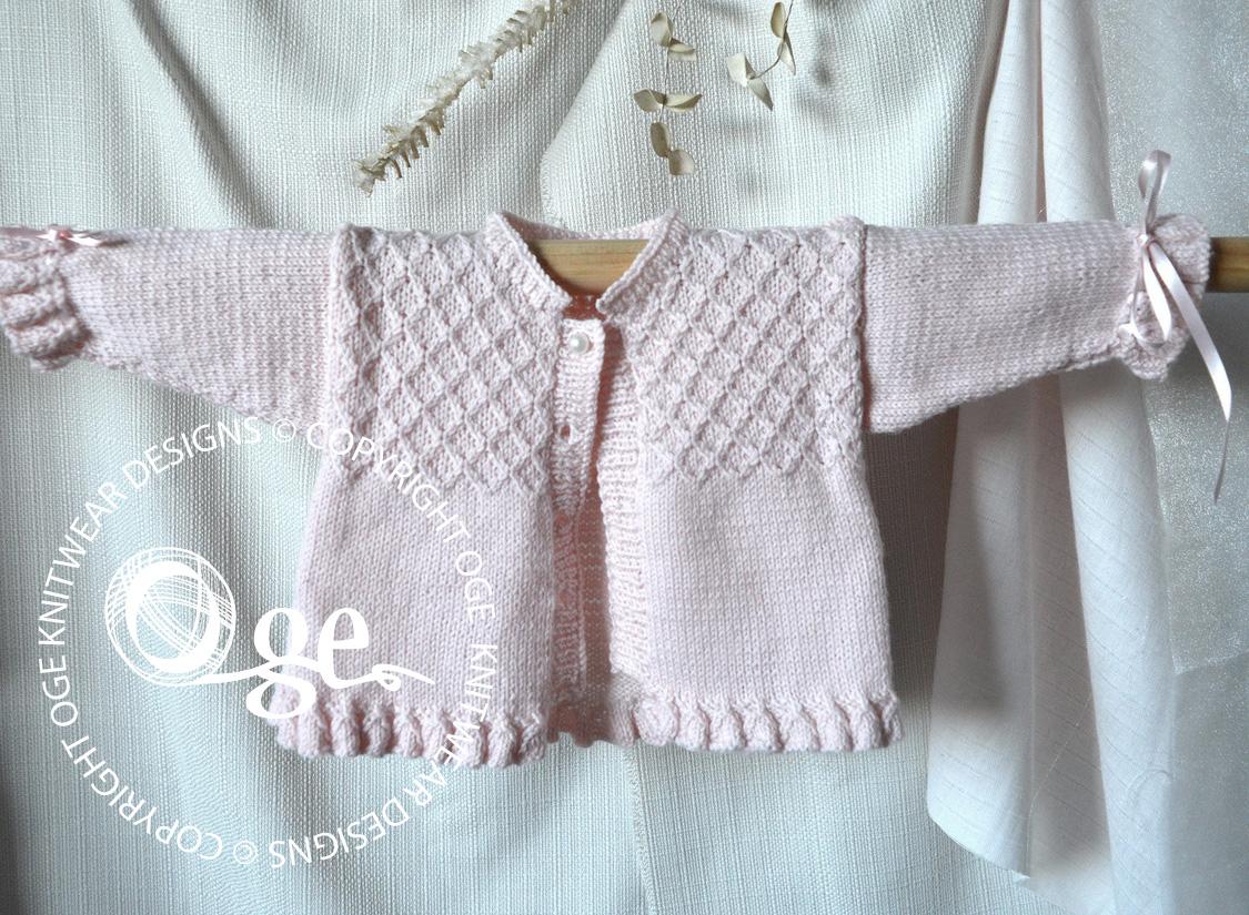 Baby girls sweater with detailed bodice and frilled hemline and cuffs - P025