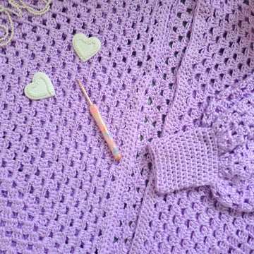 Crochet Lilac Hexagon Cardigan Pattern