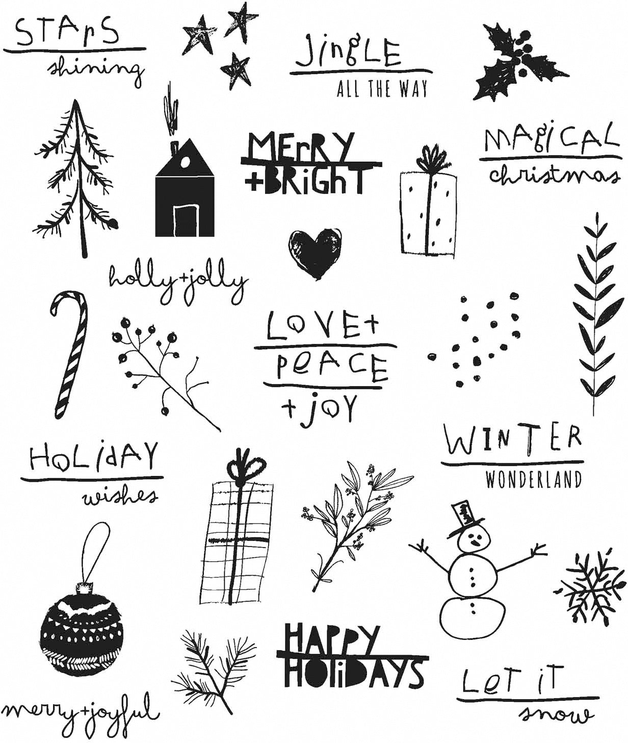 Stampers Anonymous Tim Holtz Cling Stamps 7"X8.5" - Seasonal Scribbles