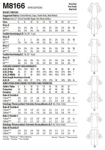 McCall's AndreaMcCalls - Misses' Dresses With Flounce Sleeve Variations M8166 - Sewing Pattern