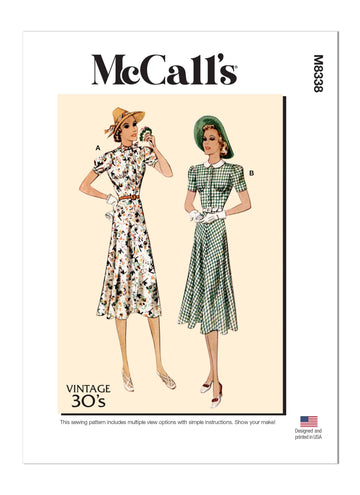 McCall's Misses' Vintage Dresses and Belt M8338 - Sewing Pattern