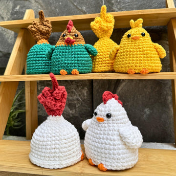 Flip the Bird Crochet Pattern Bundle 3 in 1: Chicken Family Funny Amigurumi PDF