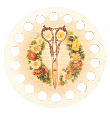 RTO Yarn Holder - Round Printed Floral Scissors
