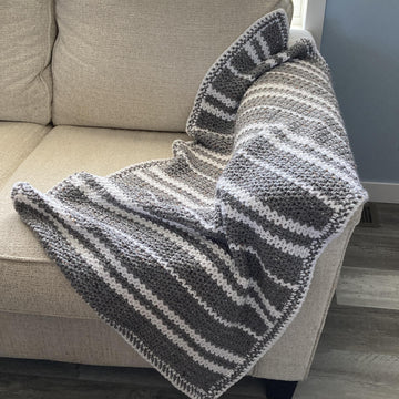 Cozy Man Cave Throw Crochet V-Stitch Blanket