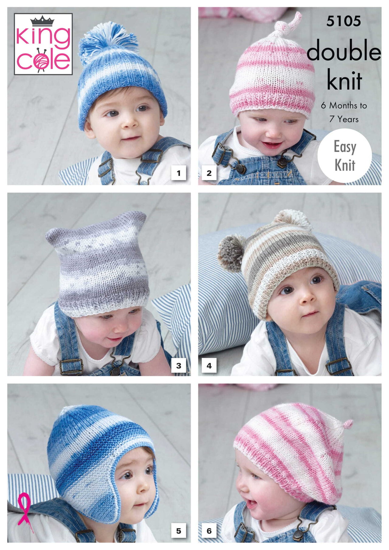 Hats in King Cole Cottonsoft Baby Crush DK - 5105pdf - Downloadable PDF