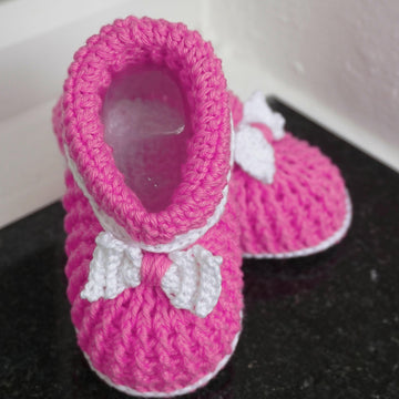Häkelanleitung Babyschühchen mit Schleife