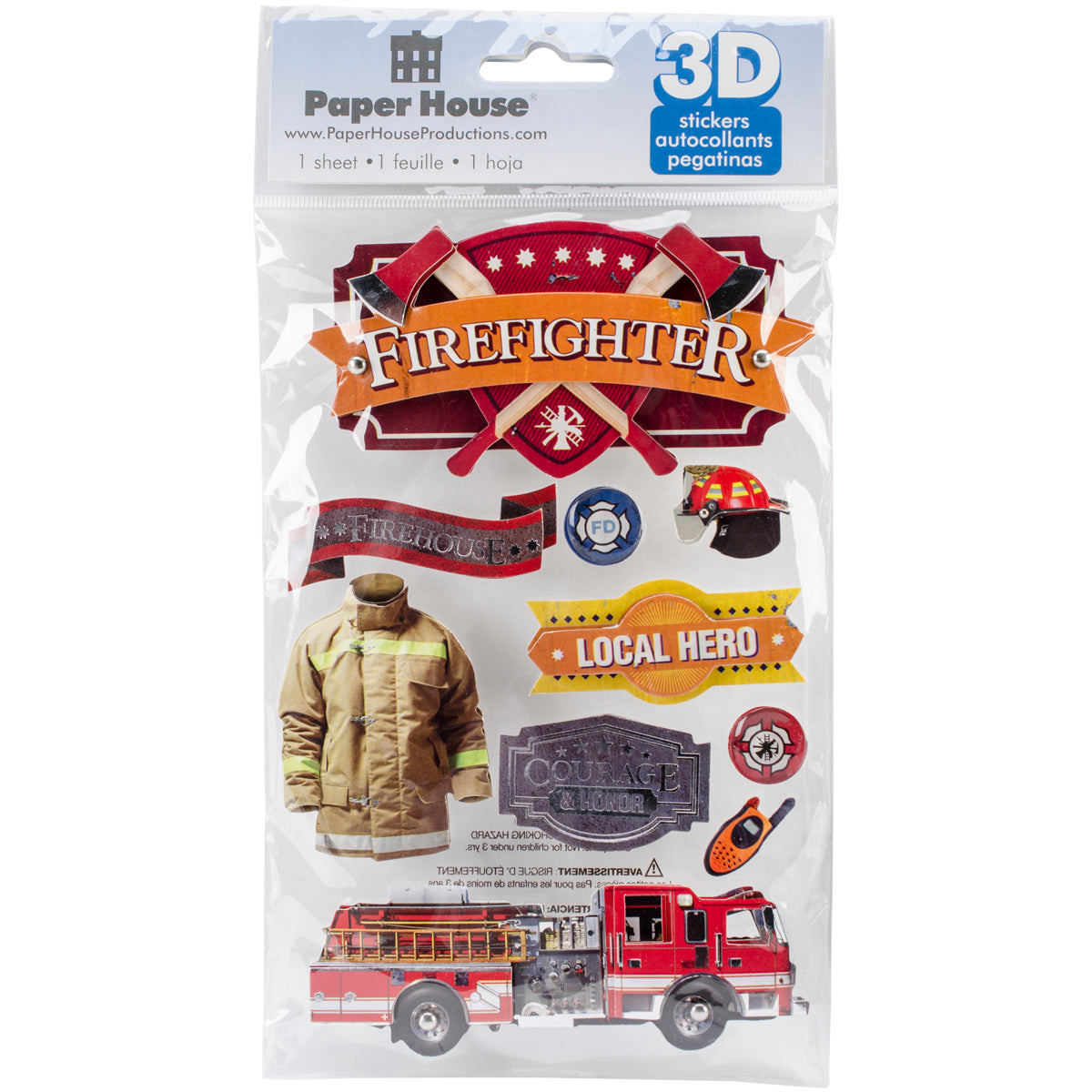 Paper House 3D Stickers 4.5"X7.5" - Firefighter
