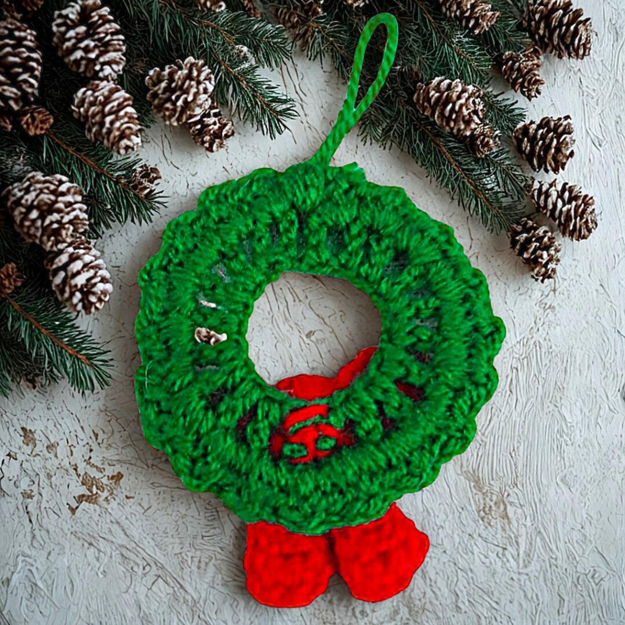 Mini Christmas Wreath Crochet Pattern Tree Ornament Amigurumi PDF DIY