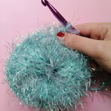 Scrap yarn scrunchie