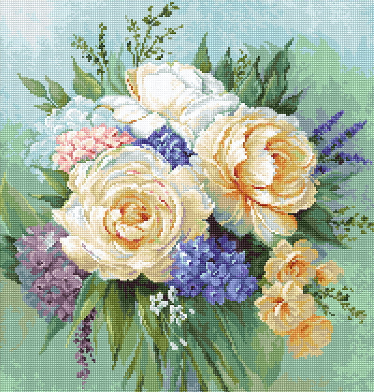 Luca-S Floral Bouquet Cross Stitch Kit -  32cm x 34cm