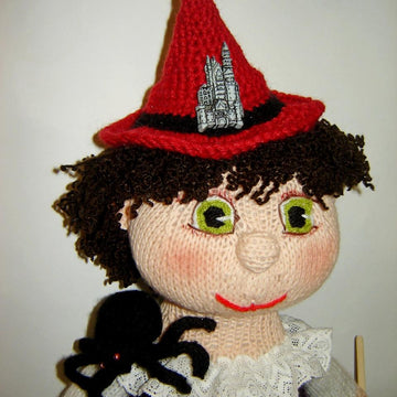 Toy knaitting patterns - Knit a Witch with spider, halloween doll one of a kind