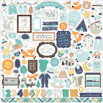 Echo Park Paper Hello Baby Boy Cardstock Stickers 12"X12" - Elements