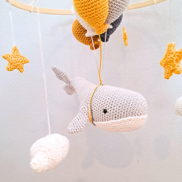 Whale in the sky baby mobile