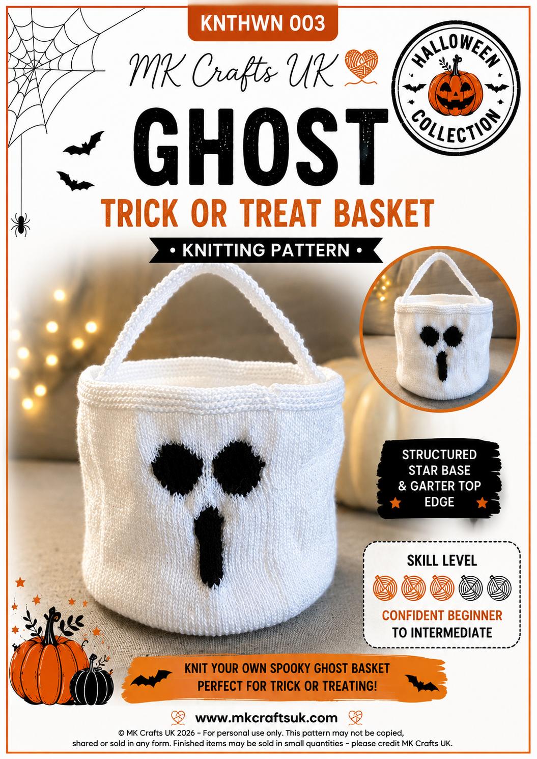 Ghost trick or treat knit bucket bag