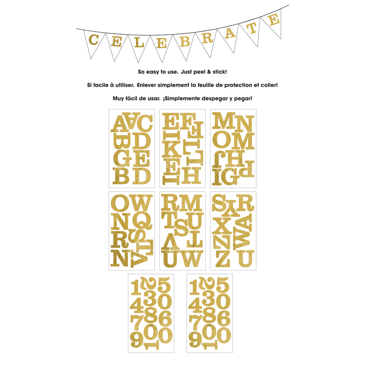 Large Alphabet Stickers - Century Caps Gold Foil