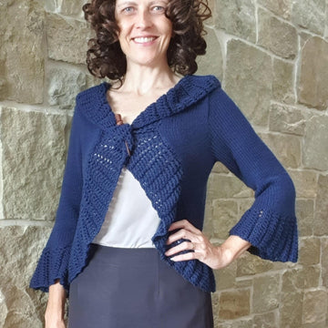 Jade - Lady’s 8ply jacket with lace edges