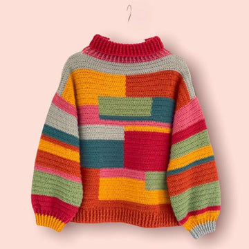 Fluffy Day Colour Block Sweater
