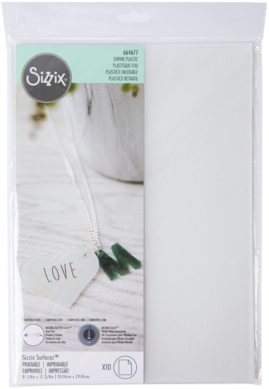 Sizzix Surfacez Shrink Plastic 8.5"X11" 10/Pkg - Printable
