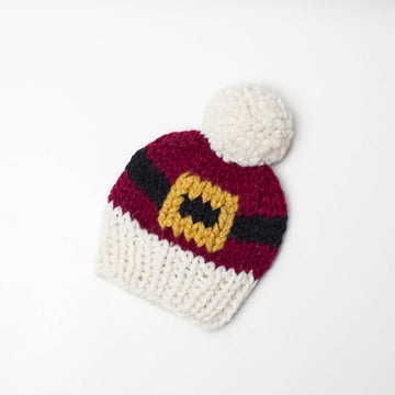 Santa Belt Christmas Hat Baby Children Women Chunky Pompom