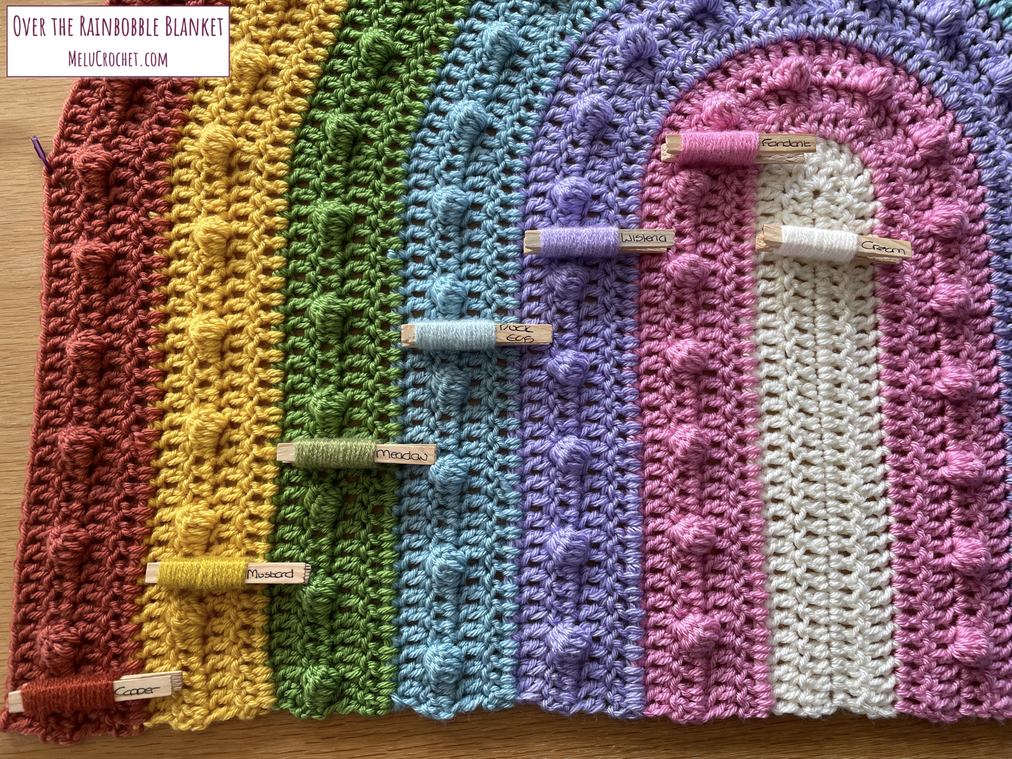 Over the Rainbobble Blanket pattern by Melu Crochet