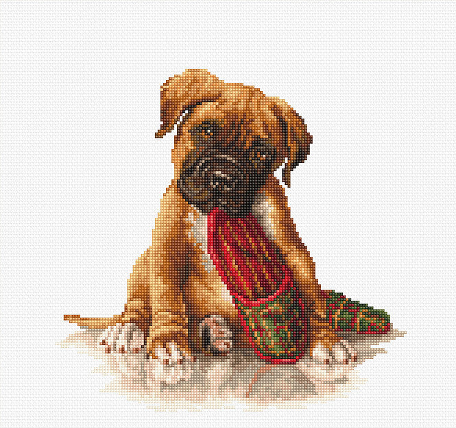 Luca-S The Boxer Cross Stitch Kit - 18cm x 17.5cm