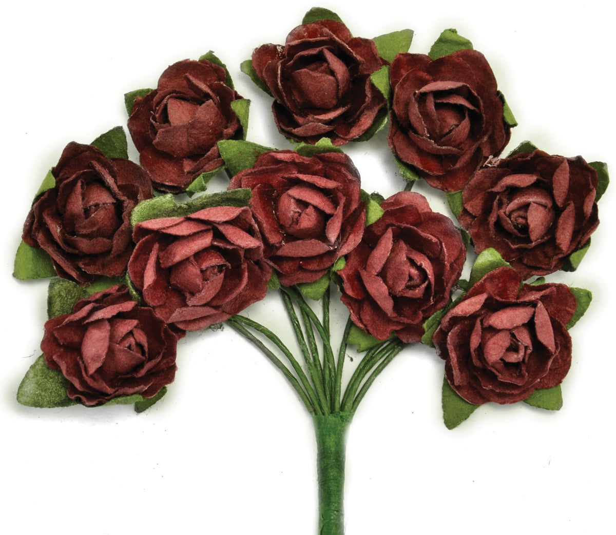 Kaisercraft Mini Paper Blooms Flowers W/Wire Stem 10/Pkg - Aubergine, .5"