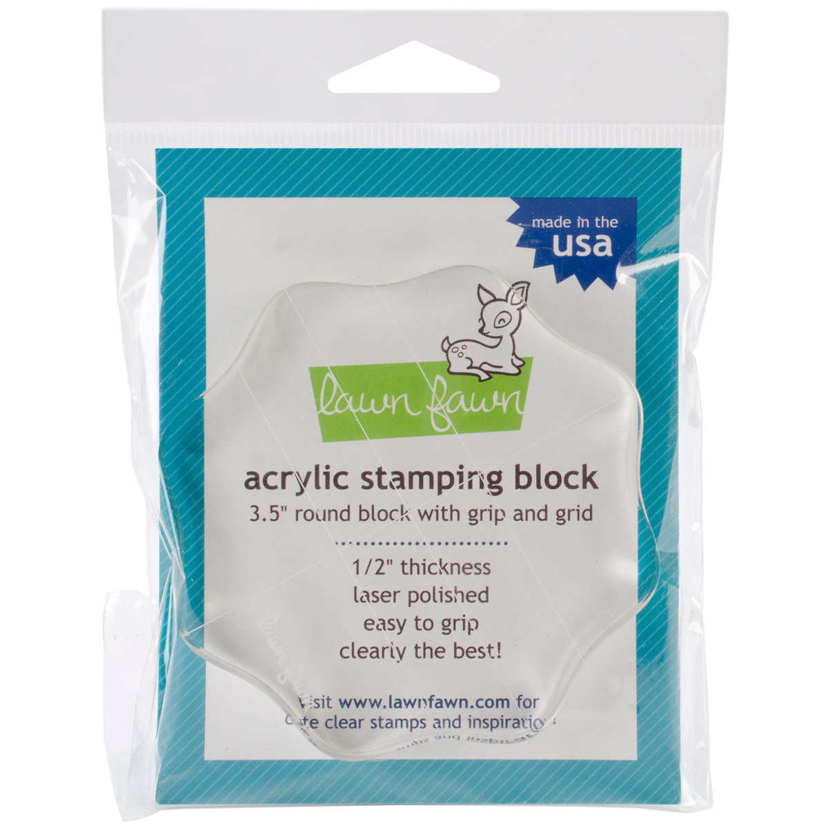 Lawn Fawn Acrylic Stamping Block W/Grid - 3.5" Round