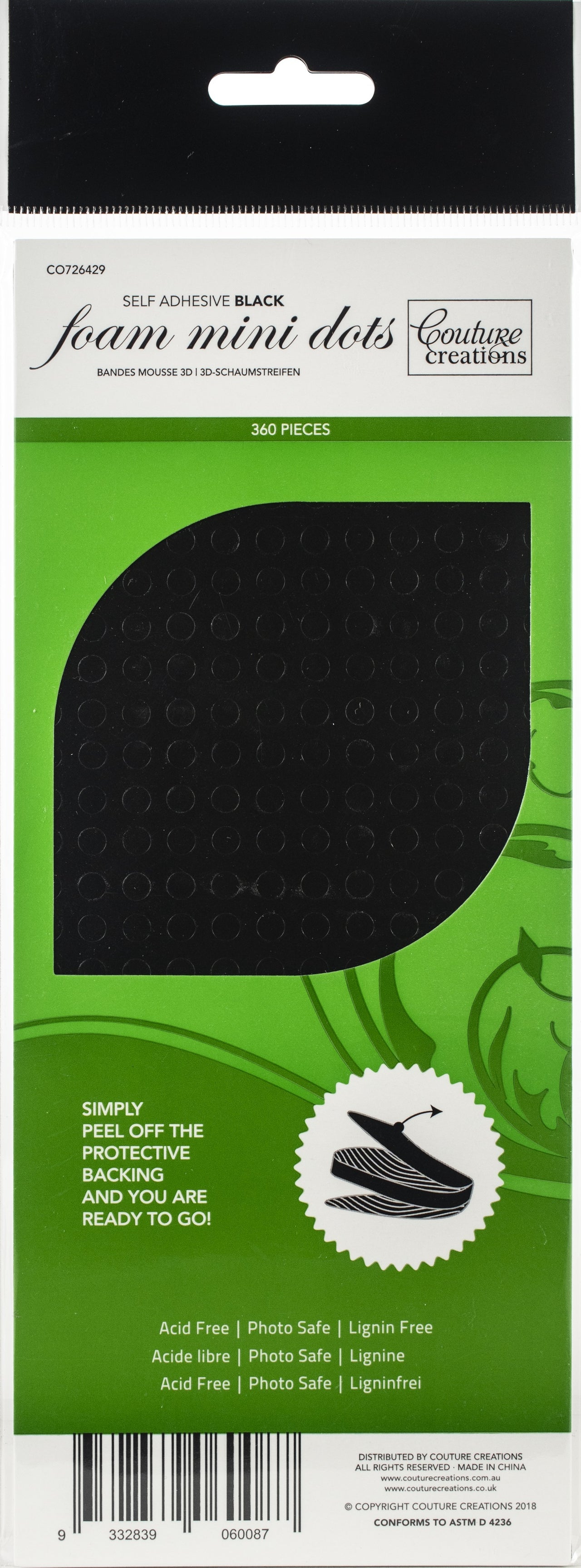 Artdeco Creations Couture Creations 3D Adhesive Foam Mini Dots - Black