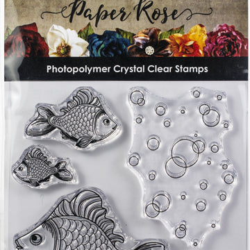 Paper Rose Clear Stamps 4"X4" - Fish & Bubbles