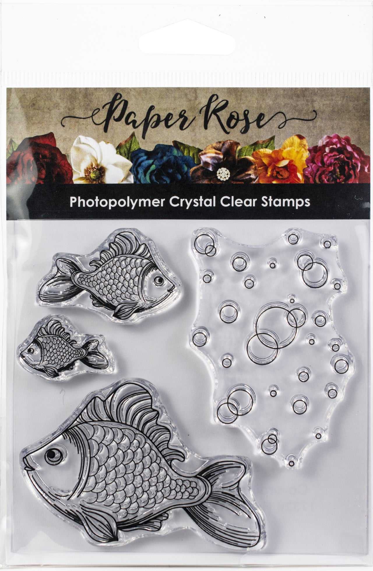 Paper Rose Clear Stamps 4"X4" - Fish & Bubbles
