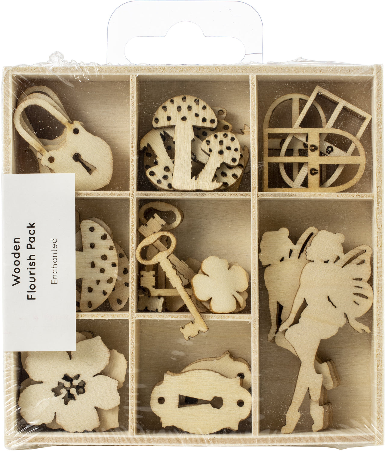 Kaisercraft Wood Mini Themed Embellishments - Enchanted, 45/Pkg