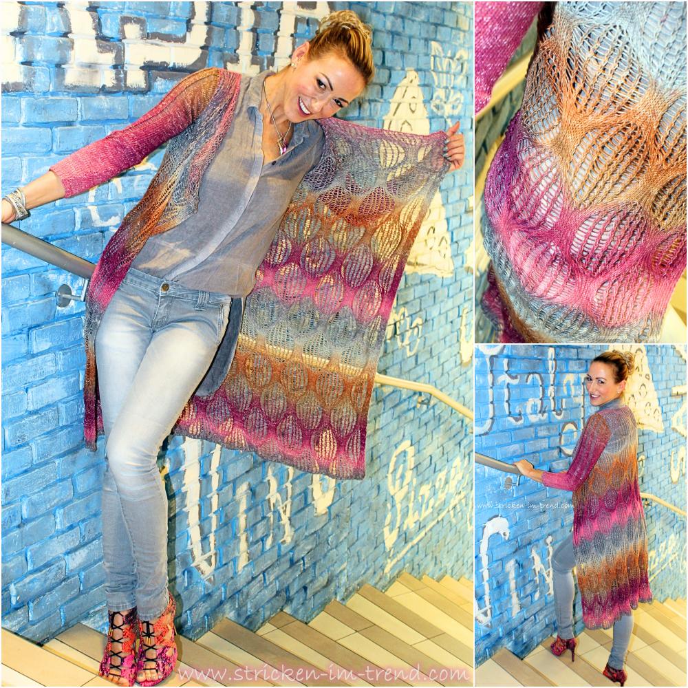 Knitting Pattern Long Cardigan ELEGANCE | Lace & Drop Stitch PDF