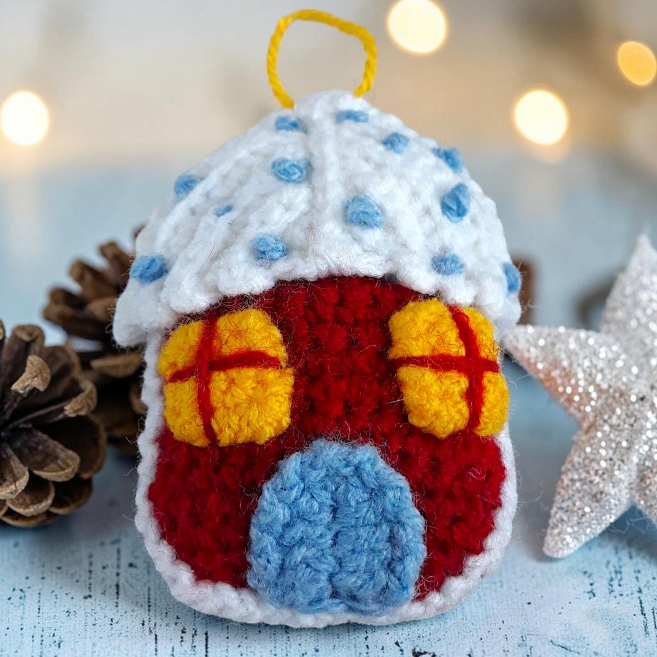 Christmas Gingerbread House Ornament Crochet Pattern, Yule Tree Decor, Holiday Ornament PDF