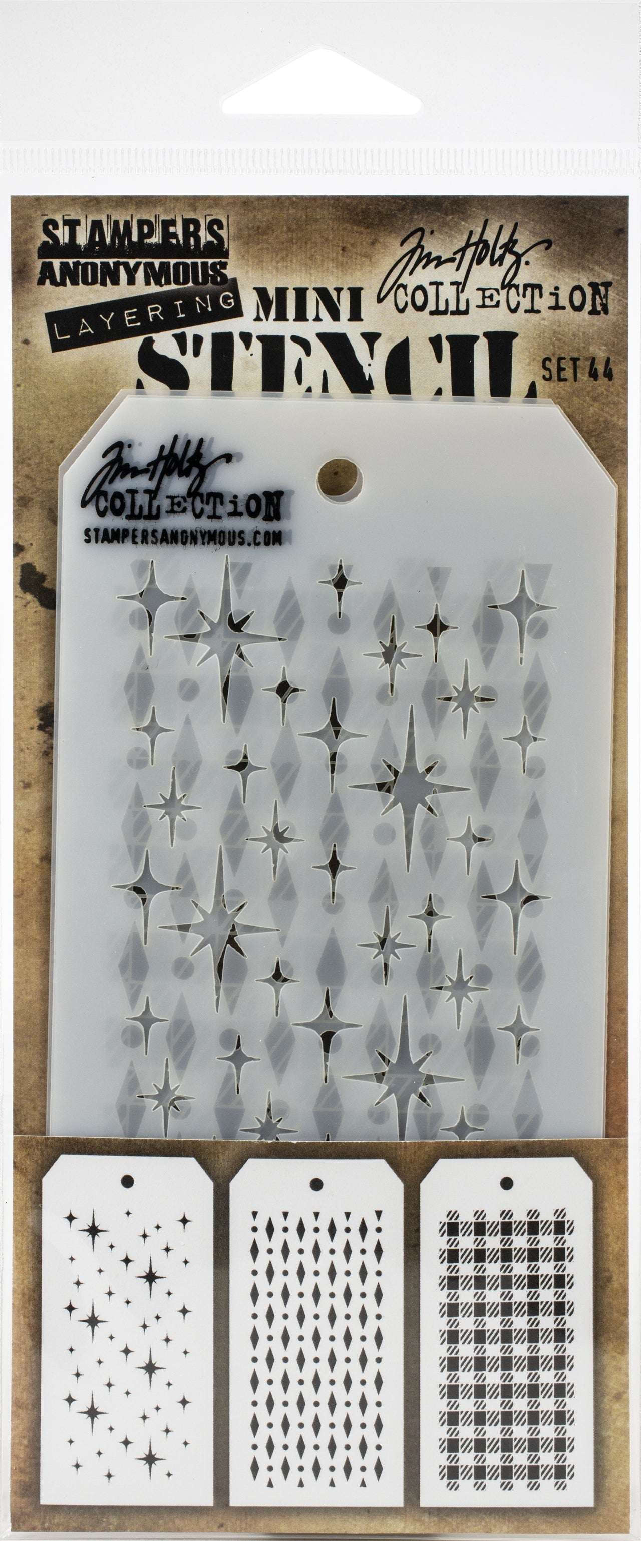 Stampers Anonymous Tim Holtz Mini Layered Stencil Set 3/Pkg - Set #44