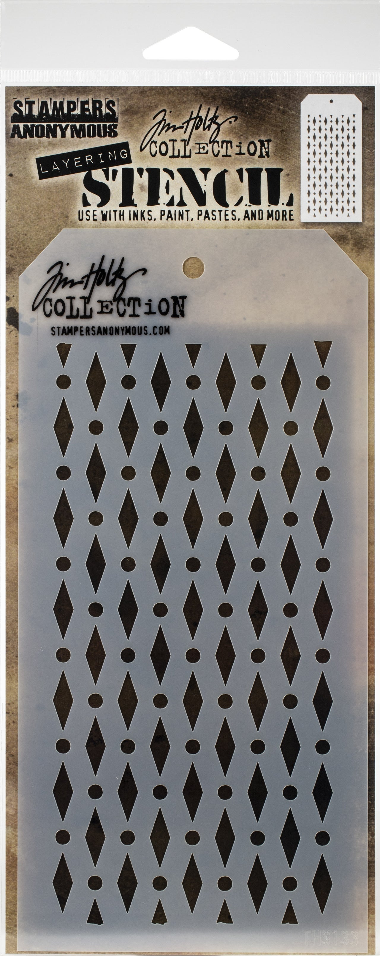 Stampers Anonymous Tim Holtz Layered Stencil 4.125"X8.5" - Diamond Dots