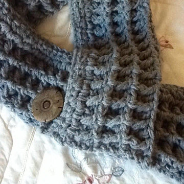 London Grey Mist Crocheted Scarf