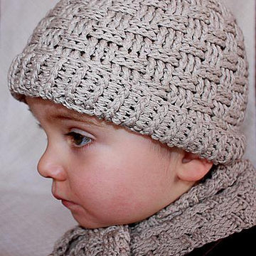 Basketweave Boy Hat and sca...