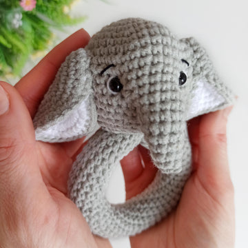 Crochet elephant baby rattle