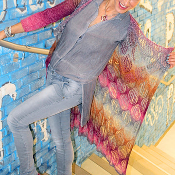 Knitting Pattern Long Cardigan ELEGANCE | Lace & Drop Stitch PDF