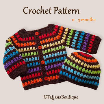 Rainbow Baby Hat and Cardigan.