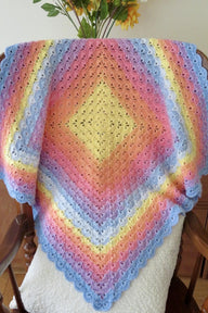 Gentle Rainbow Shell Stitch Lion Brand Baby Mandala Blanket